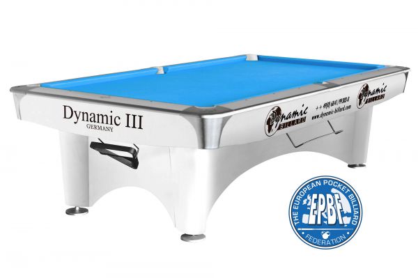 Бильярдный стол для пула "Dynamic III" 9 ф (матово-белый) ― Бильярдный магазин Альбатрос